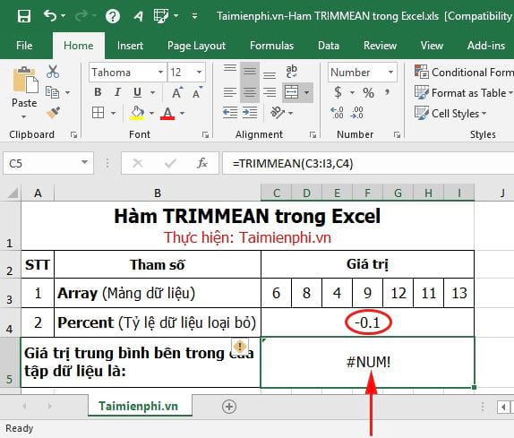 TRIMMEAN Function in Excel