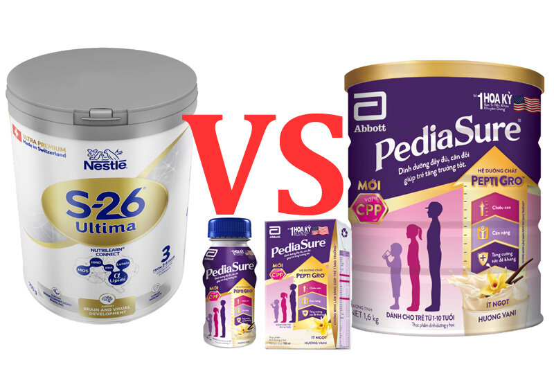 Comparison between Pediasure Mỹ and S26 Ultima Thụy Sĩ for toddlers