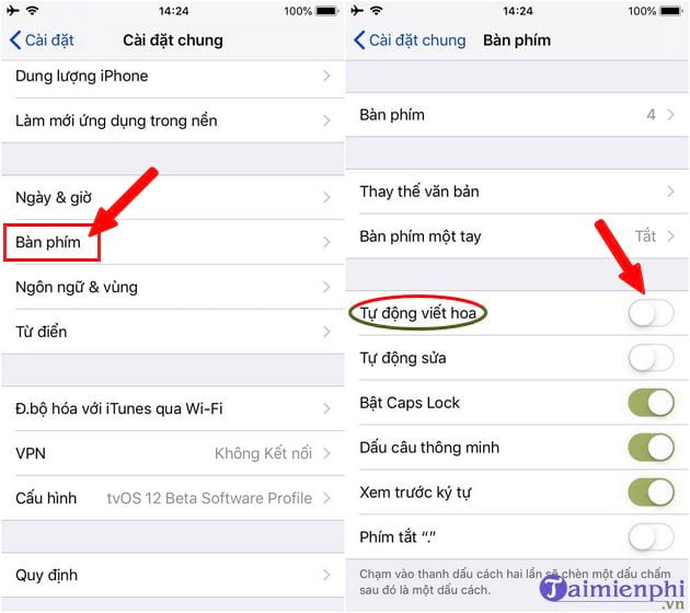 How to turn on/off autocapitalization on iPhone?
