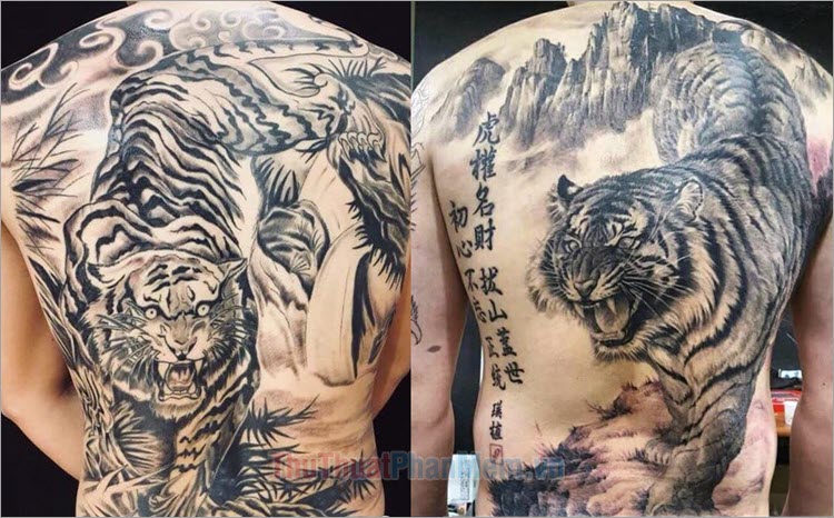 4 Full Arm Dazzling Tiger Dragon Temporary Tattoos Sleeve Tattoos  Waterproof Realistic Long Lasting Temporary Tattoos For Men | SHEIN USA