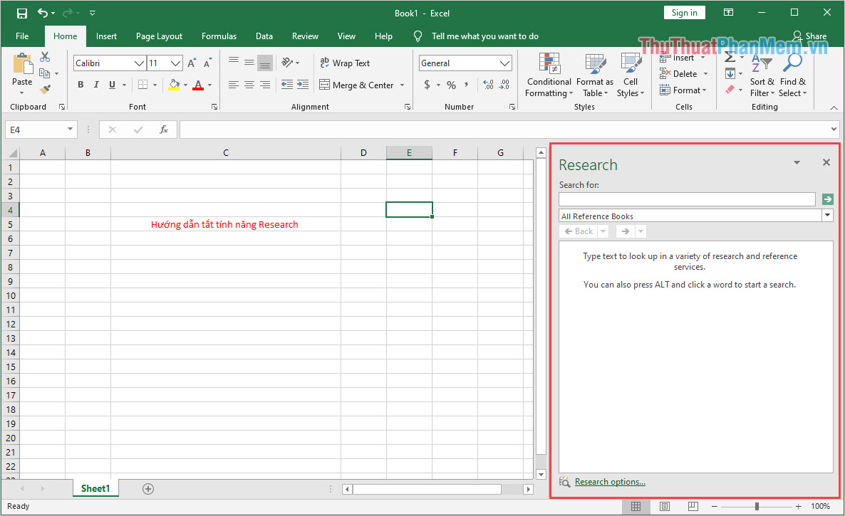 How to Disable Research in Excel