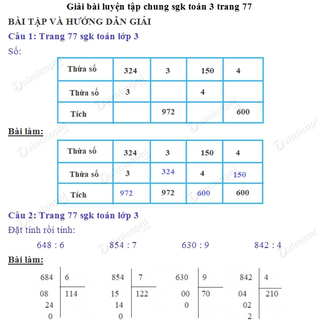 Giải Bài Tập Toán Lớp 3 Tập 2 Trang 77 - Hướng Dẫn Chi Tiết Và Dễ Hiểu