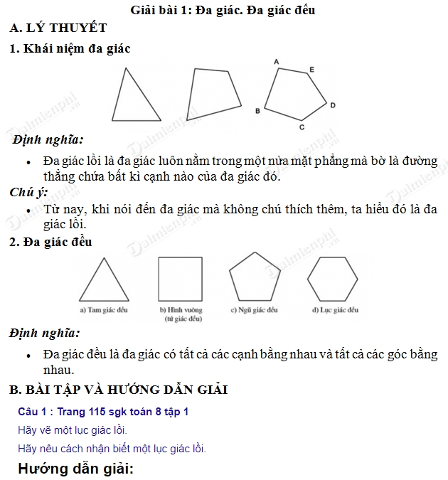 Toán lớp 8: Đa giác đều