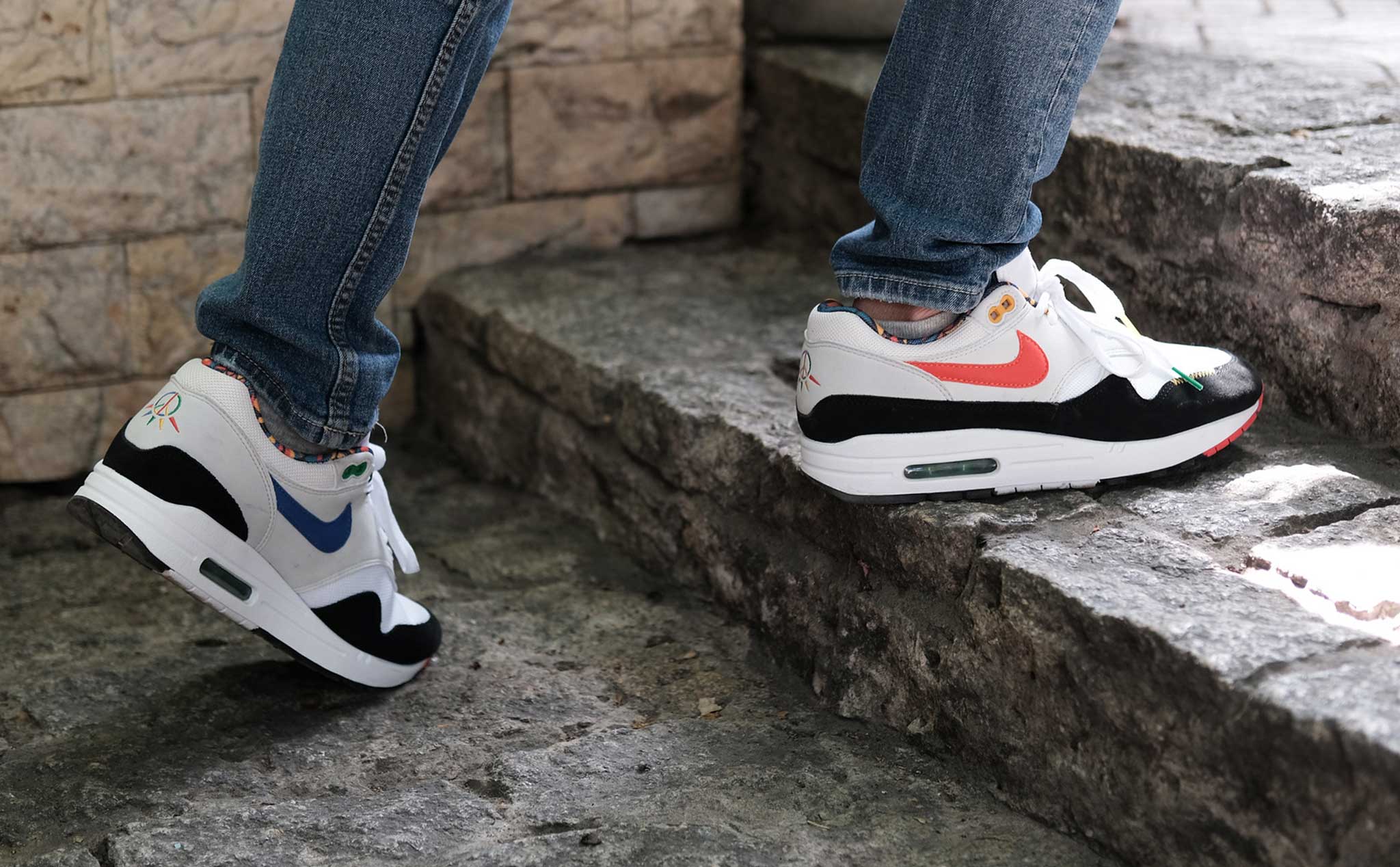 air max 1 live together play together on feet