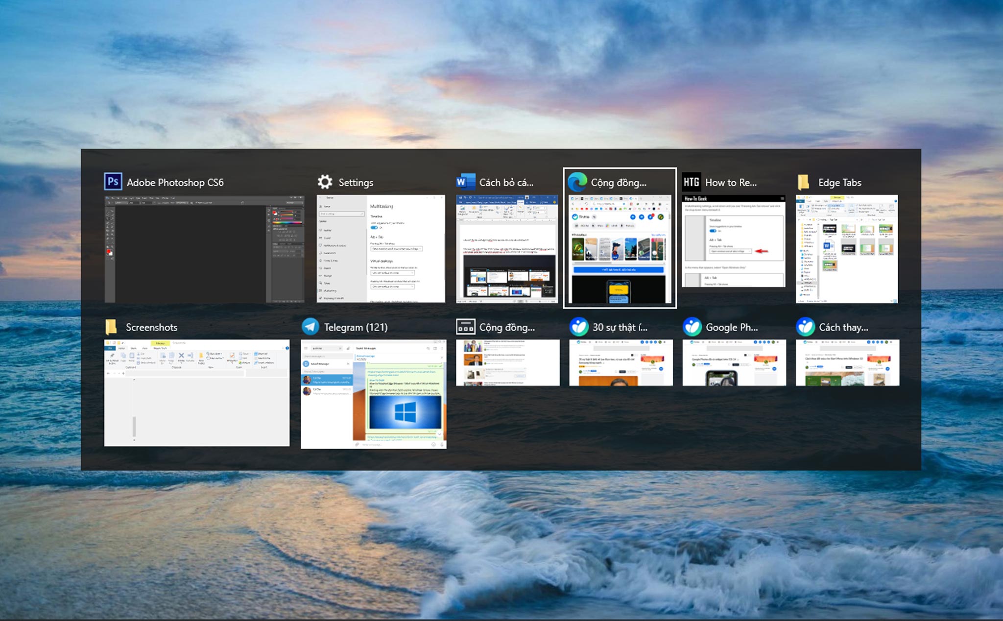Cách loại bỏ tab Edge khỏi chuyển đổi tác vụ Alt + Tab trên Windows 10