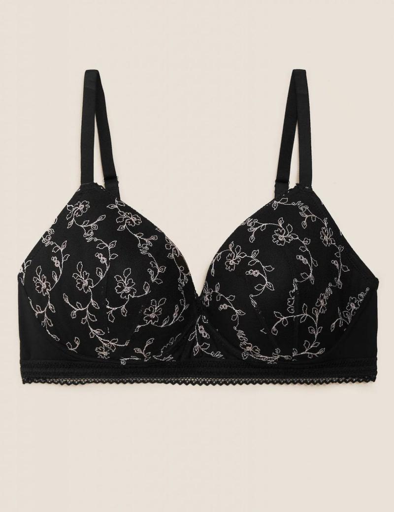 MARKS AND SPENCER SARAH COMFORT COTTON RICH LACE FIRM SUPPORT BRA