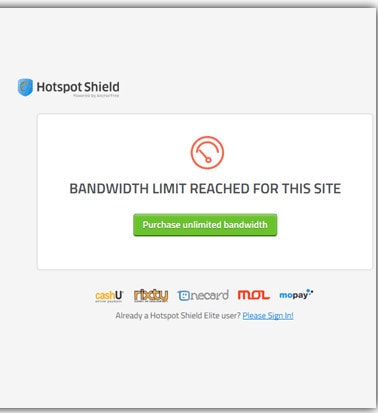 Fixing Bandwidth Limit Reached for this Site in Hotspot Shield