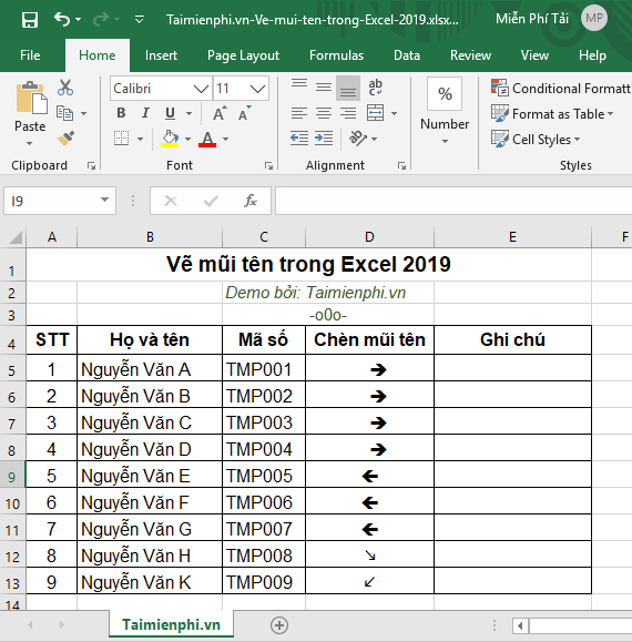 How To Draw Arrows In Excel 2019 Increase Or Decrease 1206