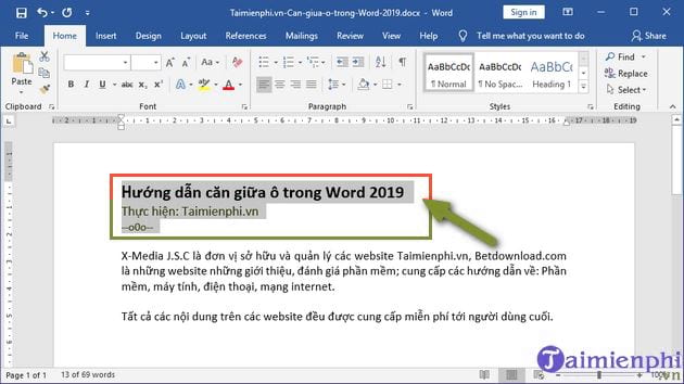 Guide to Centering Cells in Word 2019, Adjusting Text Alignment to Center