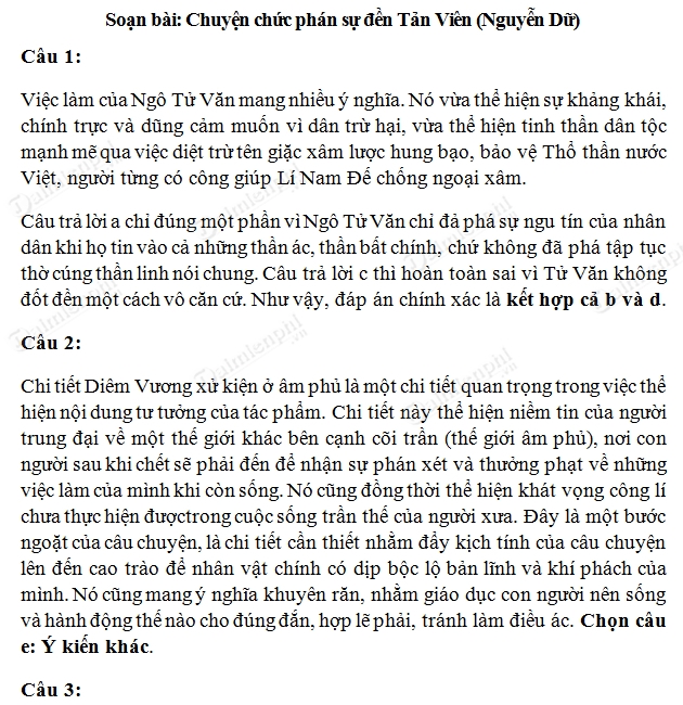 Chuyện chức phán sự đền Tản Viên soạn bài: Hướng dẫn chi tiết và phân tích