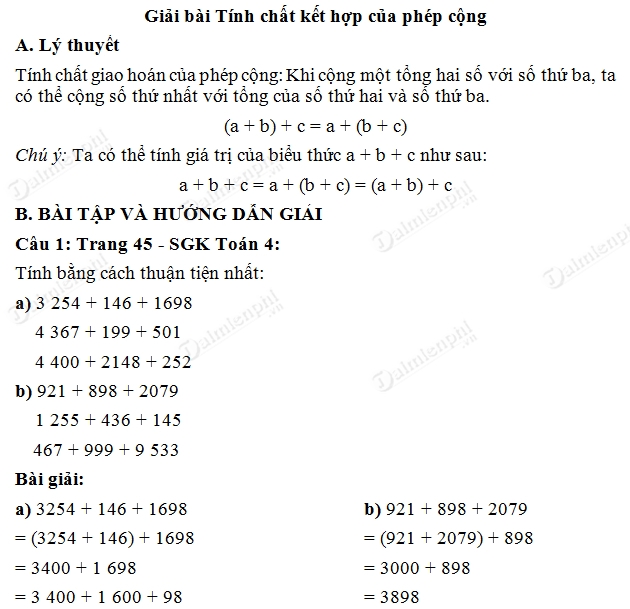 Cách Giải Bài Tập Toán Lớp 4 Trang 45 Dễ Hiểu, Chi Tiết