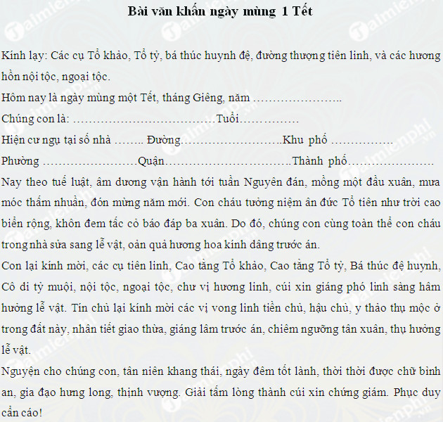 Thủ tục cúng gia tiên ngày mùng 1 Tết