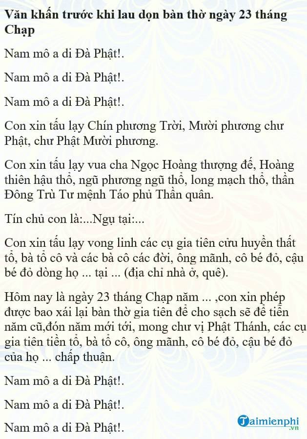 Văn khấn ông Thần Tài ngày 23 tháng Chạp - Nghi lễ cúng chi tiết và đầy đủ