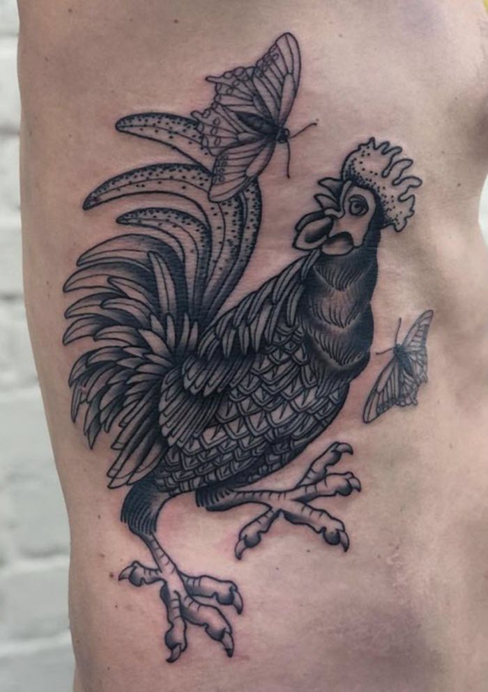 Healed Portuguese rooster tattoo by GregLaBarbera | Instagram