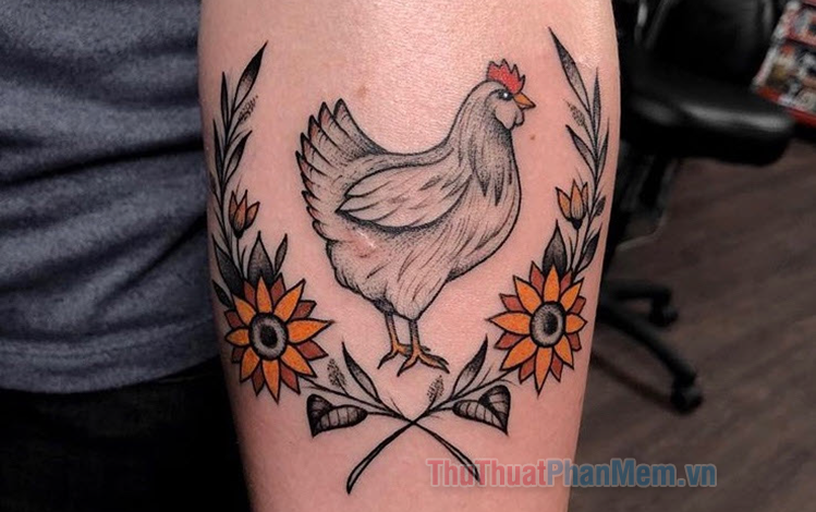 Full color realistic Rooster by Evan Olin : Tattoos