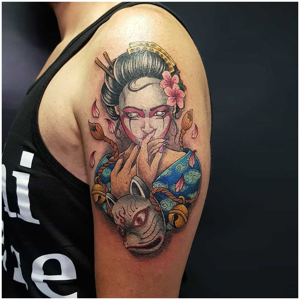 Top 100+ Best Cherry Blossom Geisha Tattoos