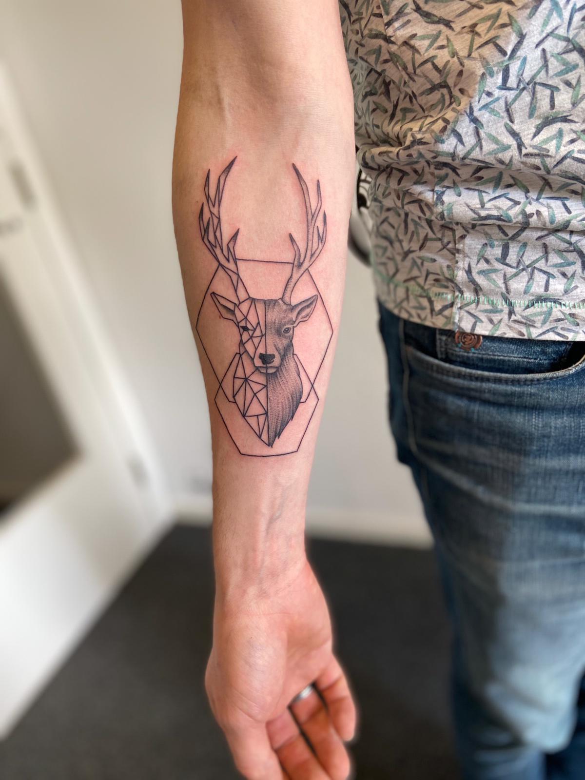 Deer tattoo leg sleeve | Leg tattoos, Deer tattoo, Tattoos
