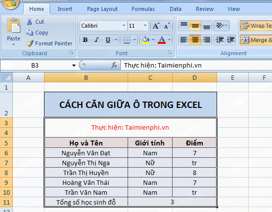 Hướng dẫn căn giữa ô trong Word, Excel