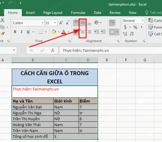 Hướng dẫn căn giữa ô trong Word, Excel