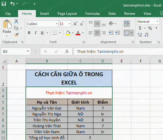 Hướng dẫn căn giữa ô trong Word, Excel