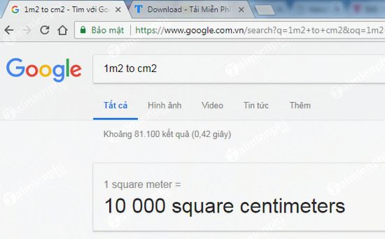 Quy đổi 1 mét vuông thành centimet vuông