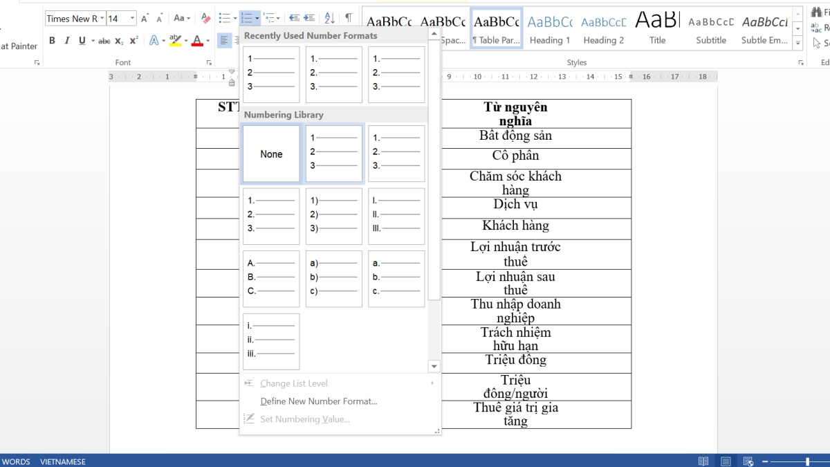 Hai cách dễ dàng để thực hiện việc đánh số thứ tự 1.1 1.2 trong Word