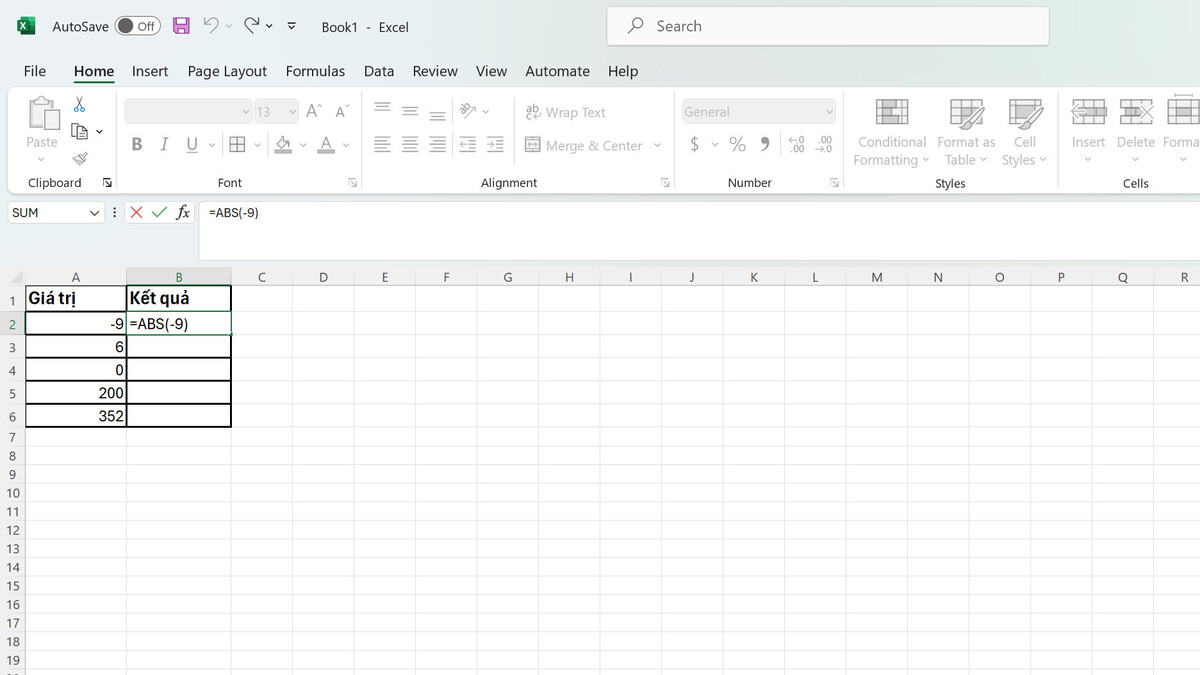 Hàm ABS trong Excel: Sử dụng để tính giá trị tuyệt đối