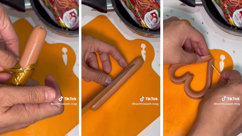 Hướng dẫn làm mì trộn xúc xích bò viên và xúc xích trái tim hấp dẫn, dễ làm