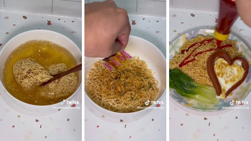 Hướng dẫn làm mì trộn xúc xích bò viên và xúc xích trái tim hấp dẫn, dễ làm