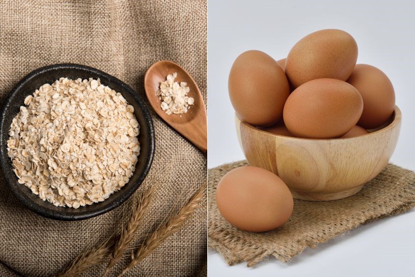 Trứng gà và bột yến mạch dưỡng sáng da hoàn hảo