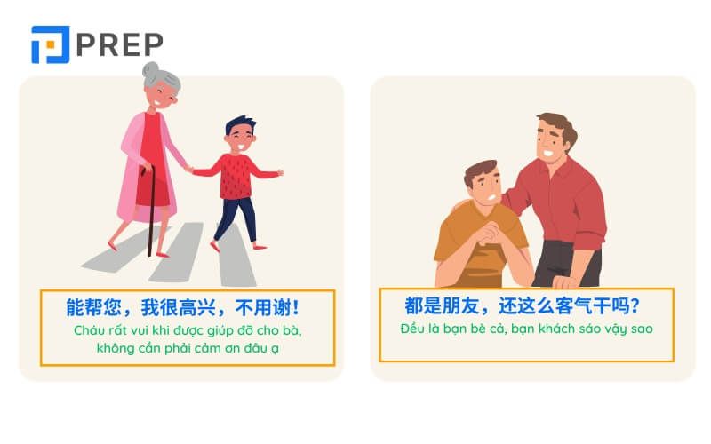 Cách đáp lại lời cảm ơn bằng các cụm từ không có gì tiếng Trung