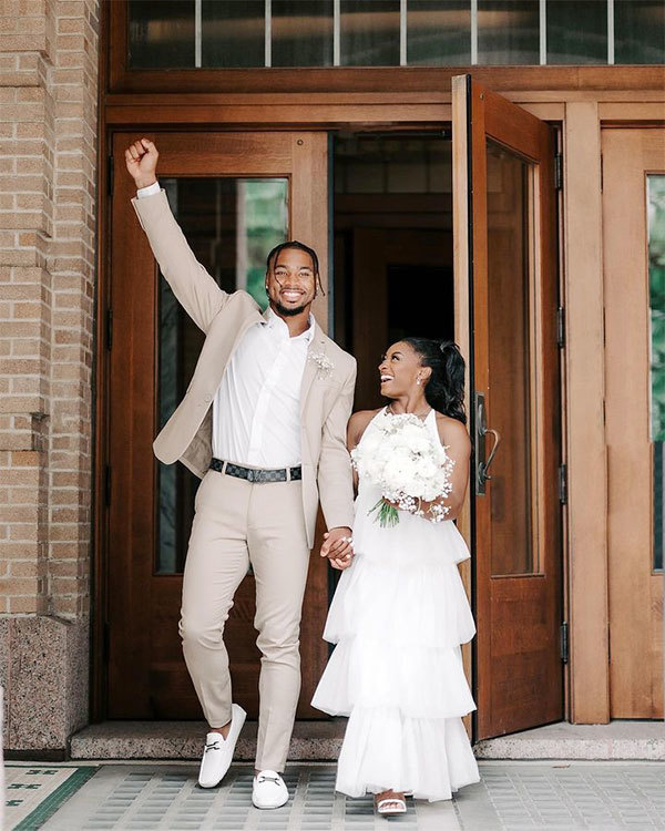 Simone Biles' husband causes controversy by showing off his wife's gold medal