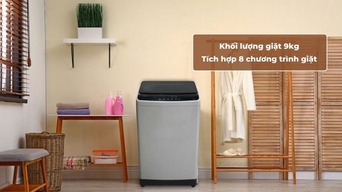 Chiếc máy giặt cửa trên LG T2109NT1G này có khối lượng giặt là 9kg