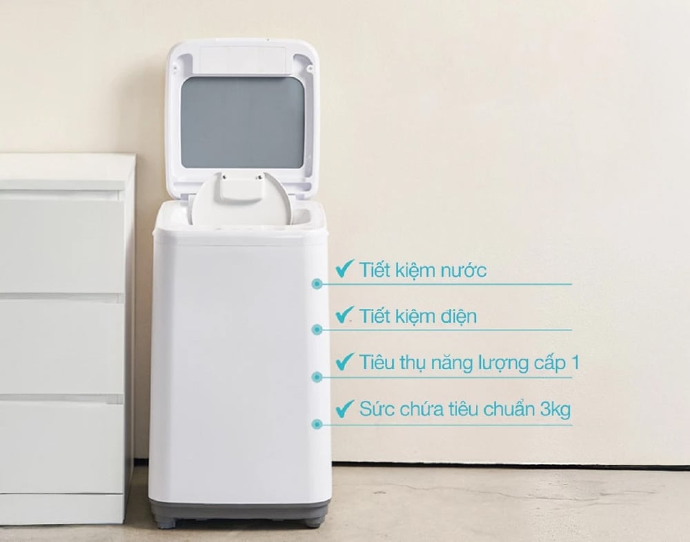Giặt mạnh mẽ – Dung tích 13L, công suất 220W
