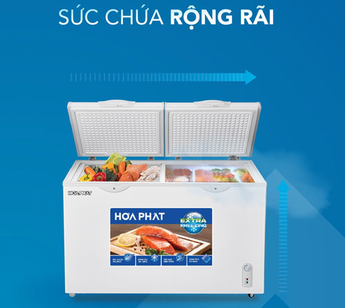 Hòa Phát 2 ngăn 2 cánh HPF BN6205 có sức chứa rộng với dung tích tổng là 205 lít