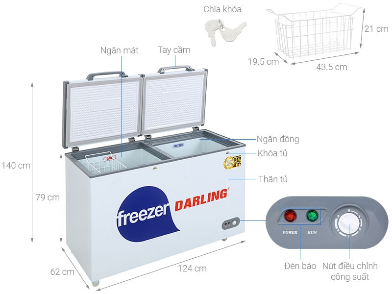 Tủ đông mát 2 ngăn Darling DMF-3999W2