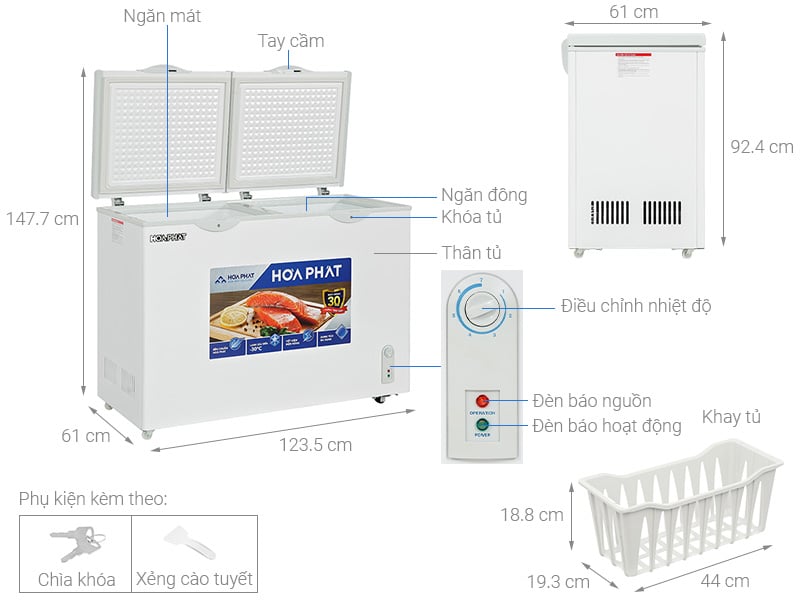 Cấu tạo tủ đông Hòa Phát HPF BD6245.T1