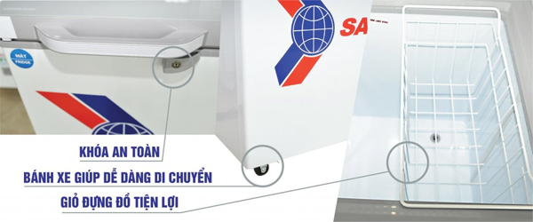 Tủ đông 2 ngăn Sanaky VH-4099W4K có khóa an toàn cho từng ngăn