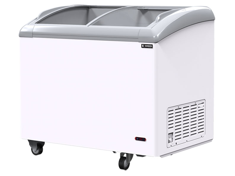 Tủ đông kính cong Sanden SNC-0285 (260 lít) sử dụng dàn lạnh bằng hợp kim đồng