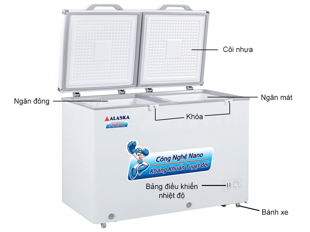 Cấu tạo tủ đông Alaska BCD-3568N có 2 ngăn