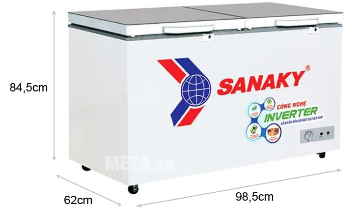 Kích thước tủ đông Sanaky VH-2599A4K