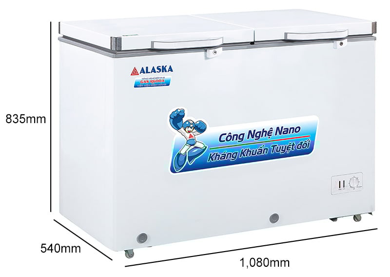 Kích thước tủ đông Alaska BCD-3568N