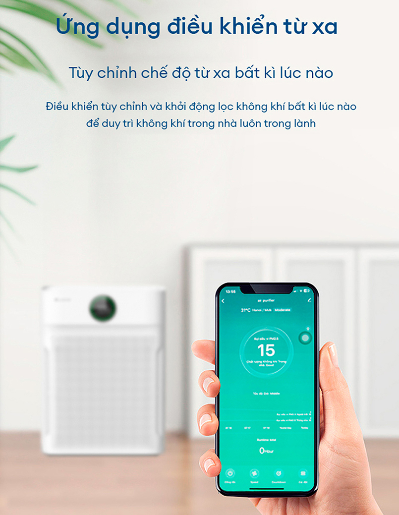 Điều khiển máy lọc không khí bằng điện thoại