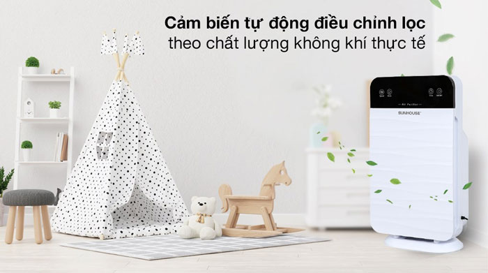 máy lọc không khí Sunhouse SHD-15AP9715 có cảm biến thông minh dễ dàng nhận biết chất lượng không khí trong phòng