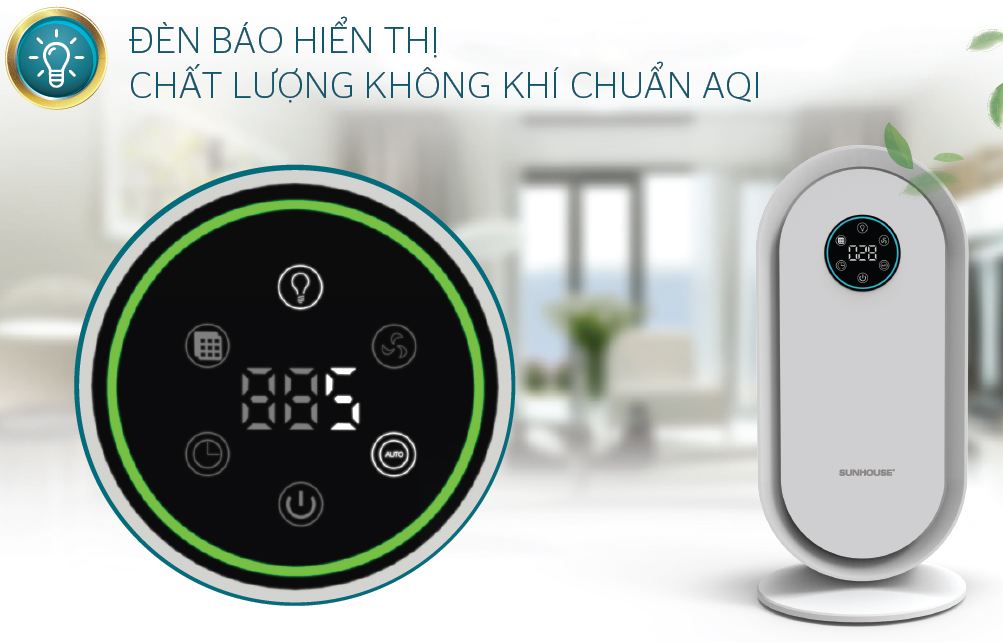 Bảng điều khiển có đèn báo hiển thị chất lượng không khí
