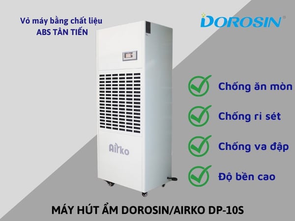 Máy hút ẩm Airko DP-10S sở hữu thiết kế hiện đại, chắc chắn