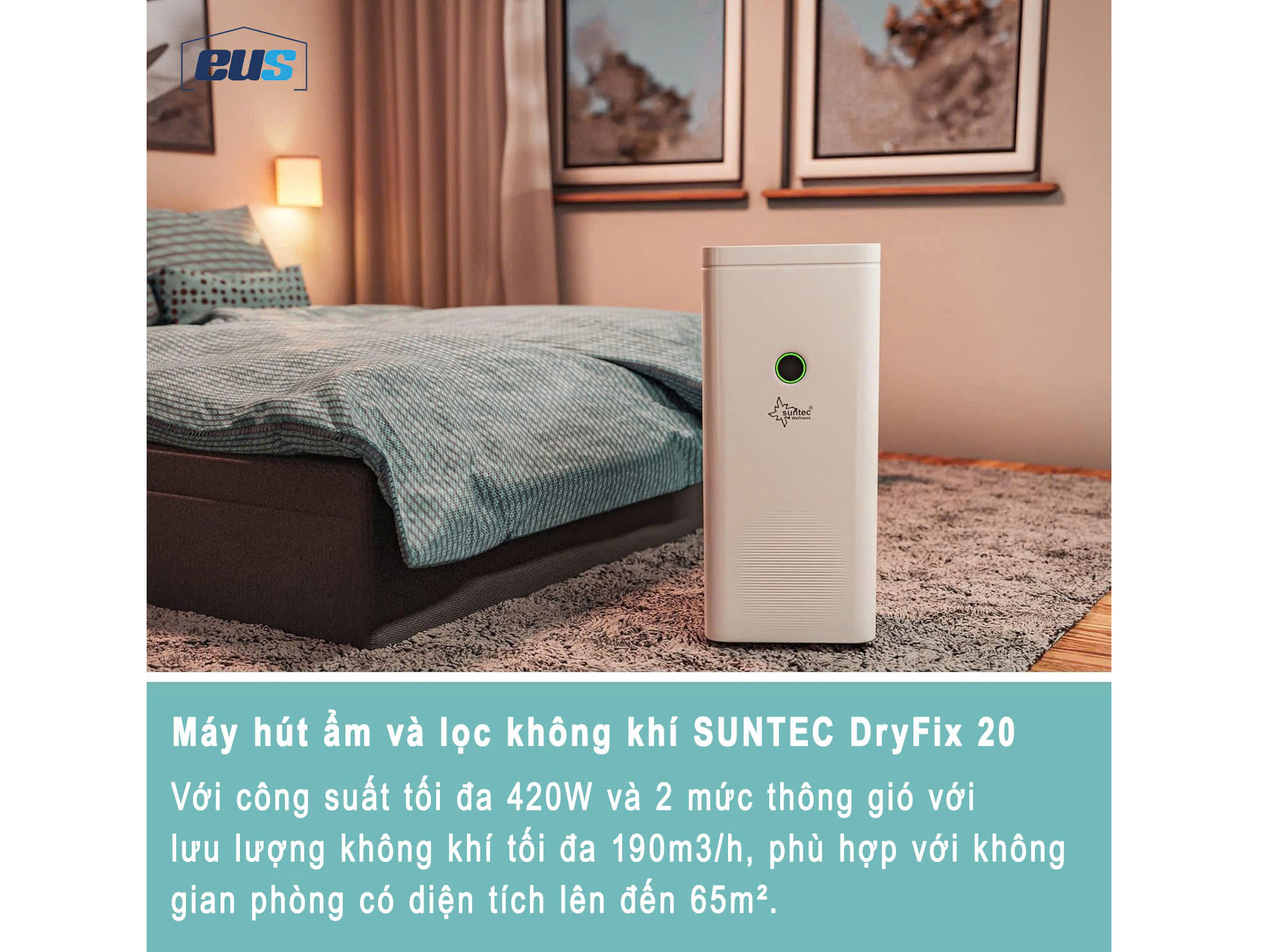 Wellness Dryfix 20 có công suất mạnh mẽ, hút ẩm nhanh