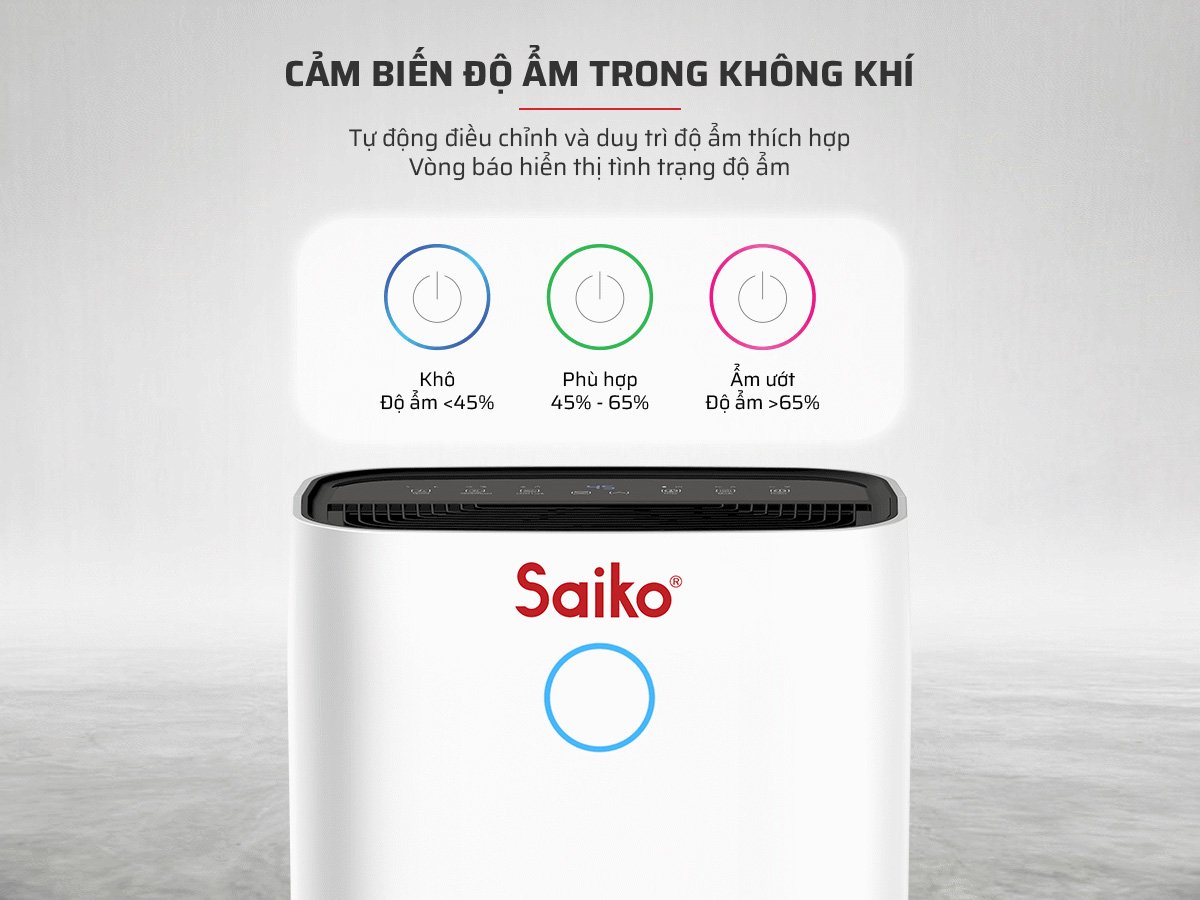Máy hút ẩm gia đình Saiko HDF-16 có cảm biến độ ẩm
