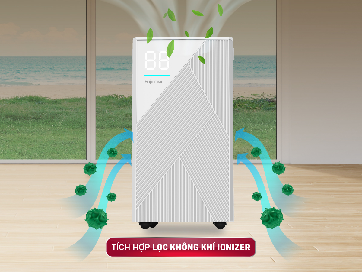 Máy hút ẩm Fujihome DH14 có khả năng lọc không khí với Ionizer
