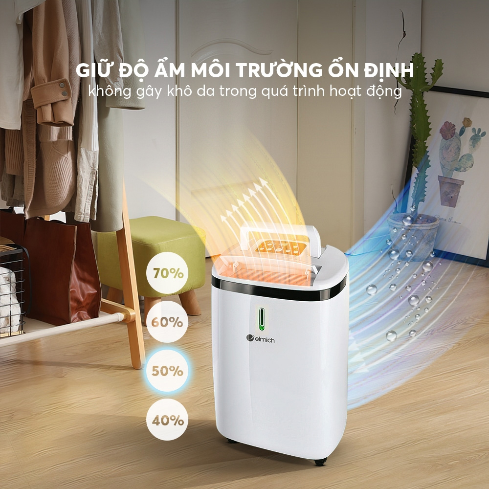 Máy hút ẩm không khí Elmich DE-3922 duy trì độ ẩm trong ngưỡng an toàn